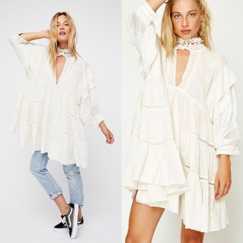 Free People Heartbreaker dress tunic ivory xs